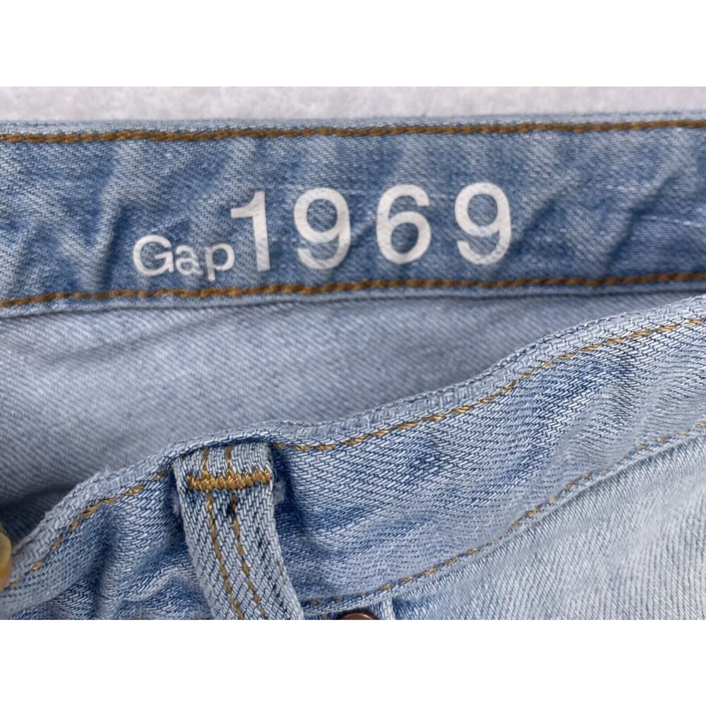 Gap 1969 Real Straight Light Wash Raw Hem Denim Jeans Women’s Size 30L (33x29) - Picture 7 of 12